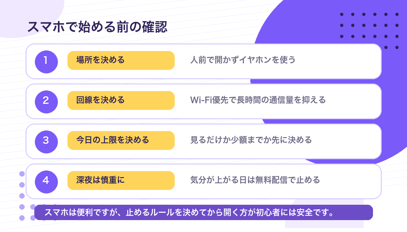 Stripchatをスマホで安全に使い始めるためのチェックリスト図解